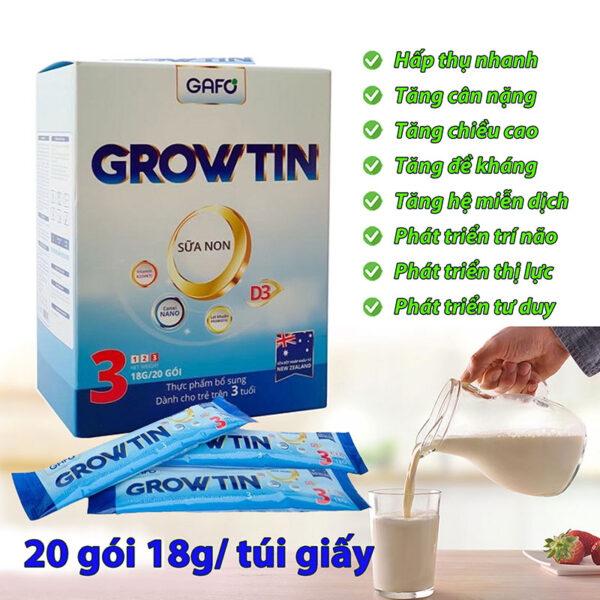 Sữa Growtin 3 túi 20 gói loại 18g